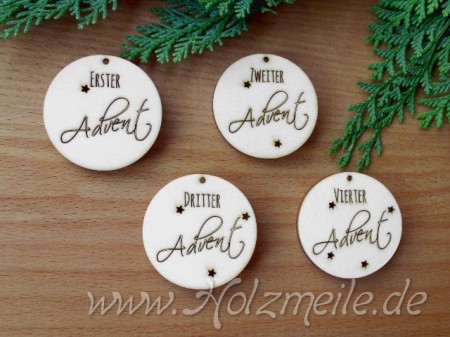 Adventskranz-Zahlen "Vorfreude" 4er-Set aus Holz