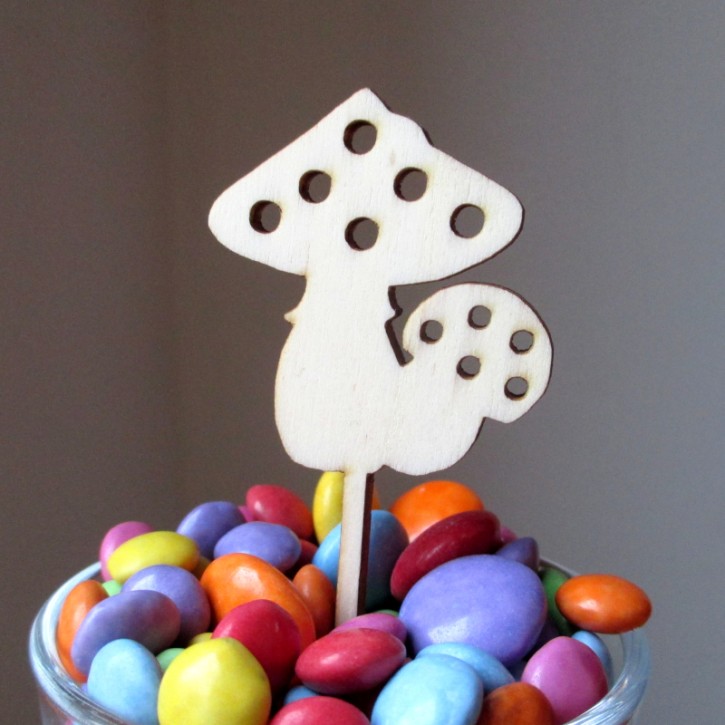 Caketopper für Muffins Glückspilze aus Holz