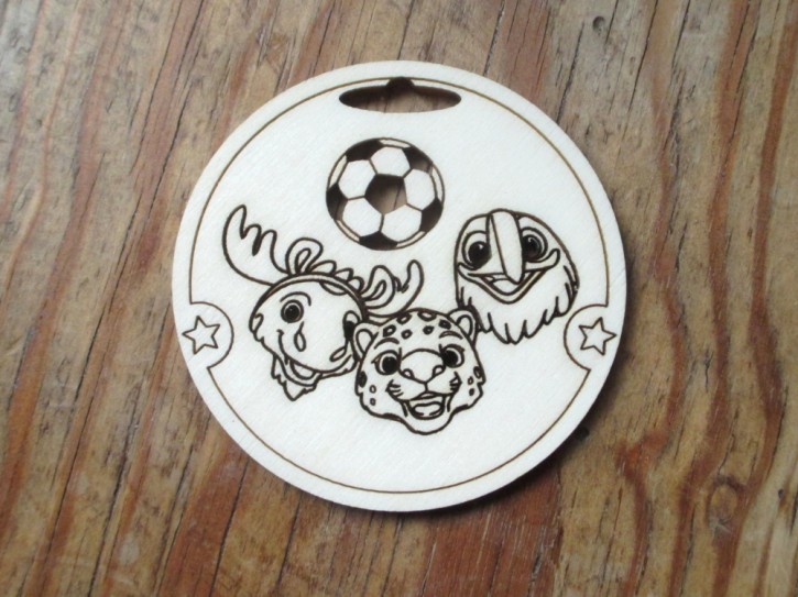 Holz-Medaille Sondermotiv "FIFA Tiere"