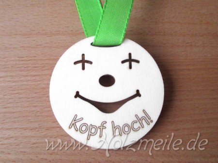 Smile Tröstemedaille "Kopf hoch!" aus Holz