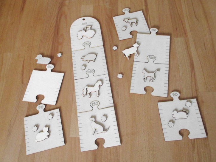 Puzzle Messlatte Bauernhof aus Holz