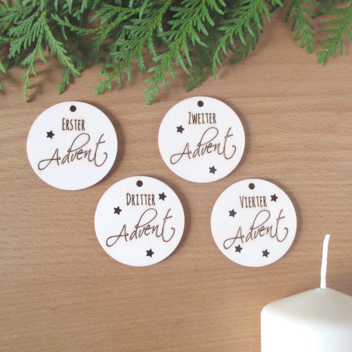 Adventskranz-Zahlen "Vorfreude" 4er-Set aus Holz