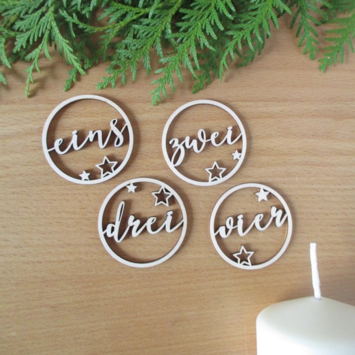 Adventskranz-Zahlen Set aus Holz "Winterglanz"