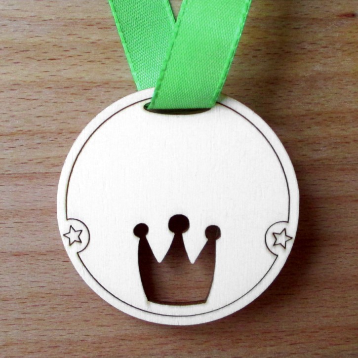 Holz-Medaille Krone Blanko