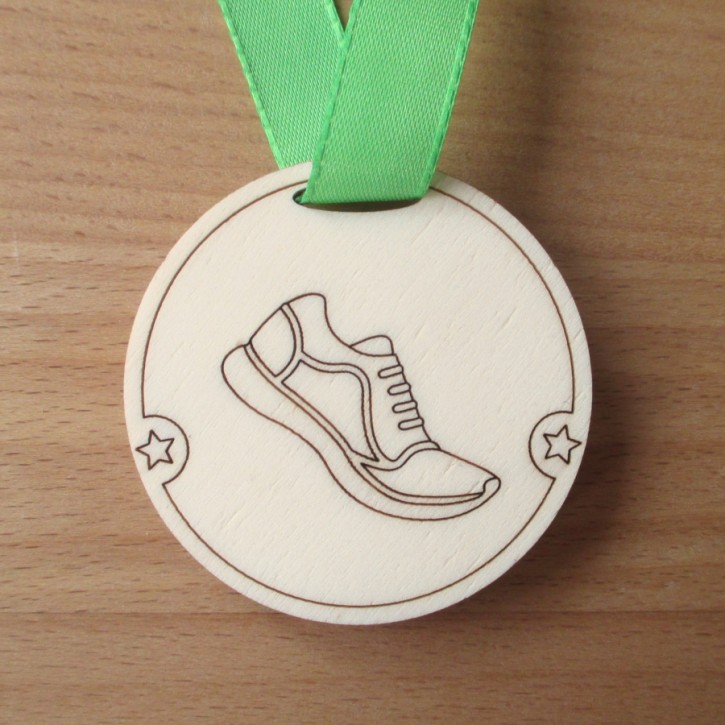 Holz-Medaille Laufschuh