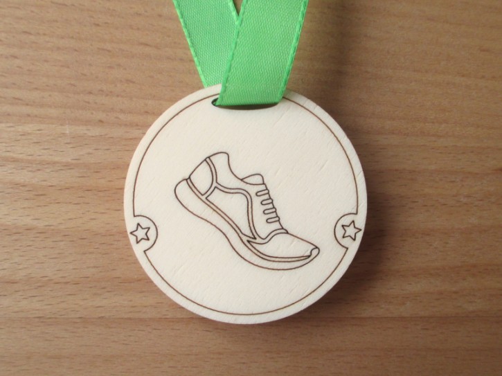 Holz-Medaille Laufschuh