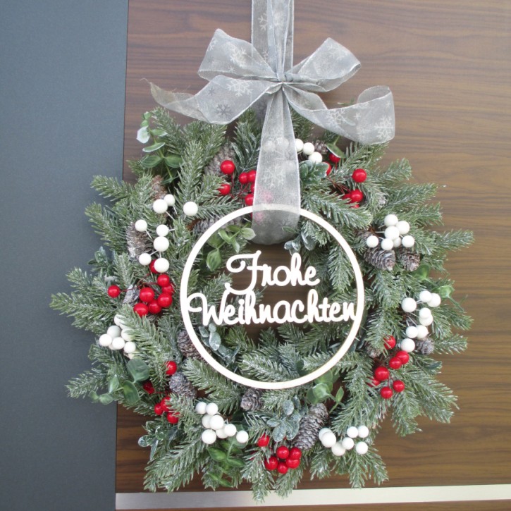 Kreis für Türkränze "Frohe Weihnachten" aus Holz