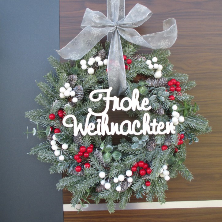 Holz-Schriftzug für Türkränze "Frohe Weihnachten"