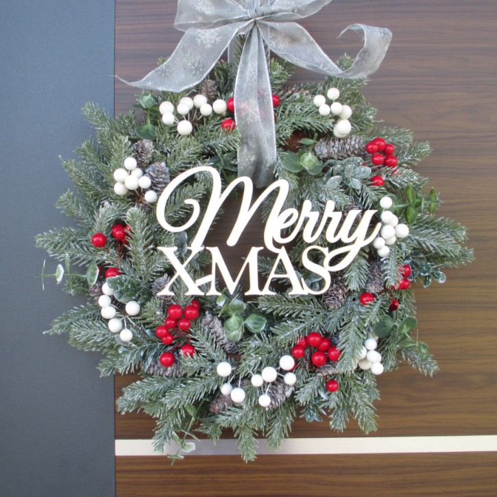 Holz-Schriftzug für Türkränze "Merry X-MAS"